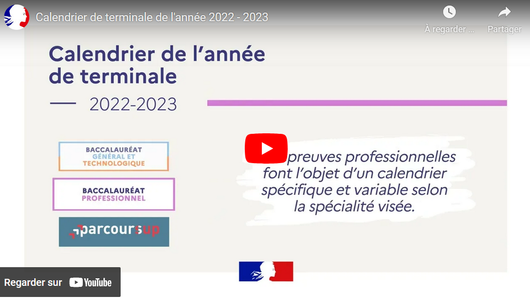 Calendrier de l’année de terminale 2022 – 2023